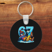 67 Pinguïn Voetbal Grappig Winter Meme Cadeau Sleutelhanger (Voorkant)