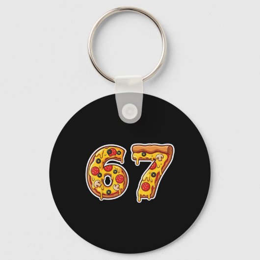 67 Pizza Drip Meme Grappig Six Seven Gen Alpha Sla Sleutelhanger (Voorkant)