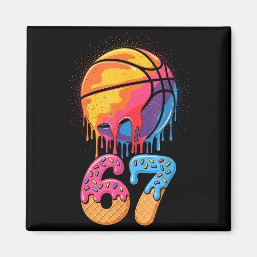 67 Player 67th Birthday Basketball Drip Number Ice Magneet (Voorkant)