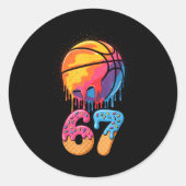 67 Player 67th Birthday Basketball Drip Number Ice Ronde Sticker (Voorkant)