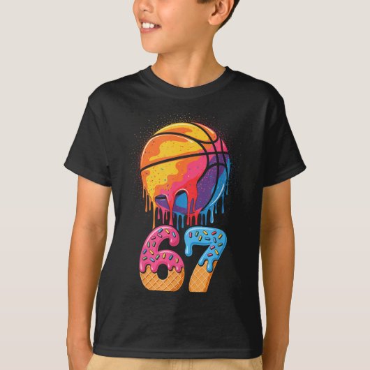 67 Player 67th Birthday Basketball Drip Number Ice T-shirt (Voorkant)