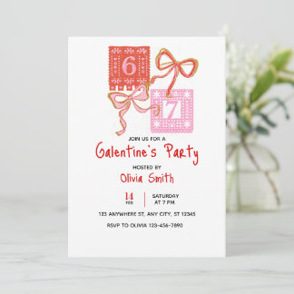 67 preppy Galentine’s Day invitation, coquette  Kaart