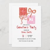 67 preppy Galentine’s Day invitation, coquette  Kaart (Voorkant / Achterkant)
