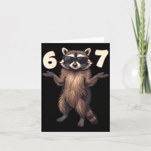 67 Raccoon 6-7 Hands Se Funny Gen Alpha Kids Teens Kaart (Voorkant)