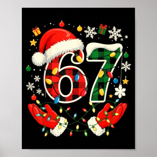 67 Red Green Plaid Lights 6 7 Funny Boys Kids Wint Poster (Voorkant)