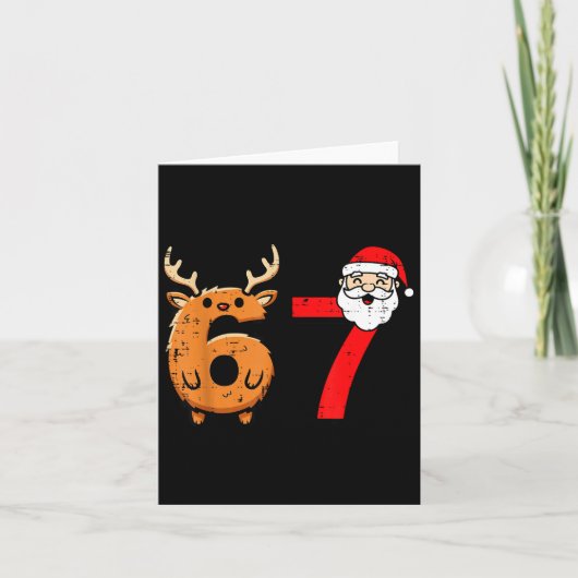 67 Reindeer Santa Funny 6 7 Meme Christmas Men Wom Kaart (Voorkant)