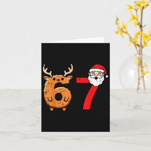 67 Reindeer Santa Funny 6 7 Meme Christmas Men Wom Kaart (Gele Bloem)