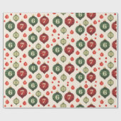 67 Retro Christmas Ornament Wrapping Paper Cadeaupapier (Vlak)