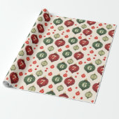 67 Retro Christmas Ornament Wrapping Paper Cadeaupapier (Uitgerold)