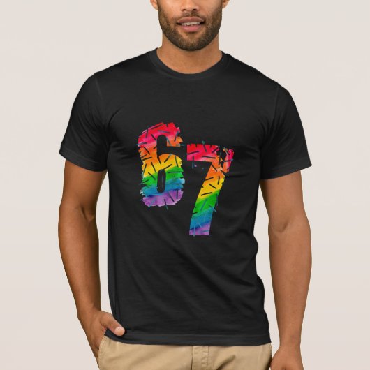 67 – Retro Neon Rainbow Vibes T-Shirt (Voorkant)