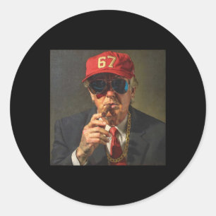 67 Rode Dop Donald Trump Ketting Sigaren Zes S Ronde Sticker