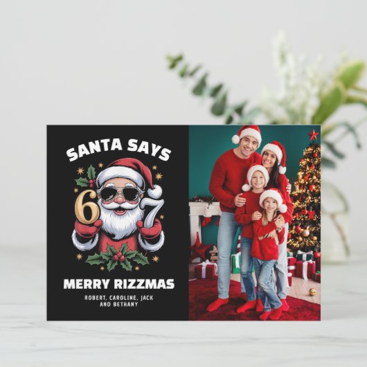 67 Santa 6-7 Rizzmas Christmas Photo Feestdagenkaart (Staand voorkant)