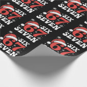 67 Santa Hat Christmas Six Seven Funny Sayings Cadeaupapier (Hoek)