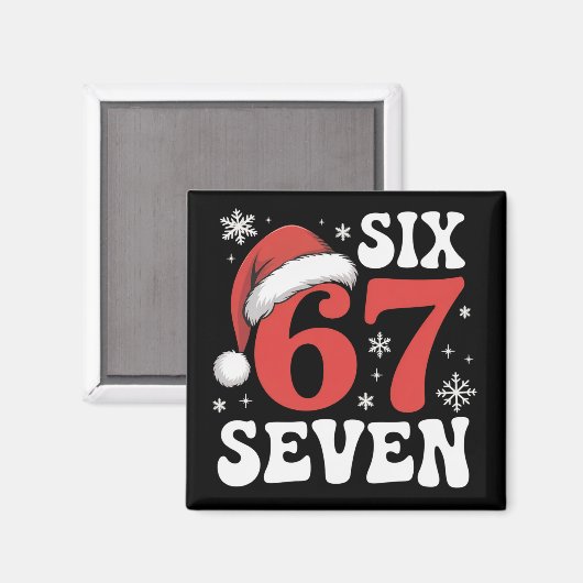 67 Santa Hat Christmas Six Seven Funny Sayings Magneet (Voorkant / Achterkant)
