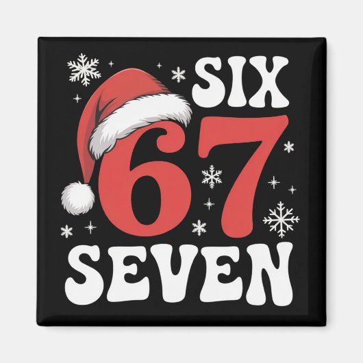 67 Santa Hat Christmas Six Seven Funny Sayings Magneet (Voorkant)