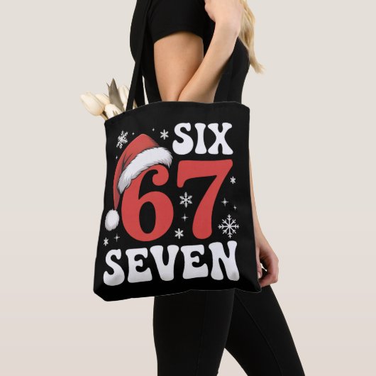 67 Santa Hat Christmas Six Seven Funny Sayings Tote Bag (Dichtbij)