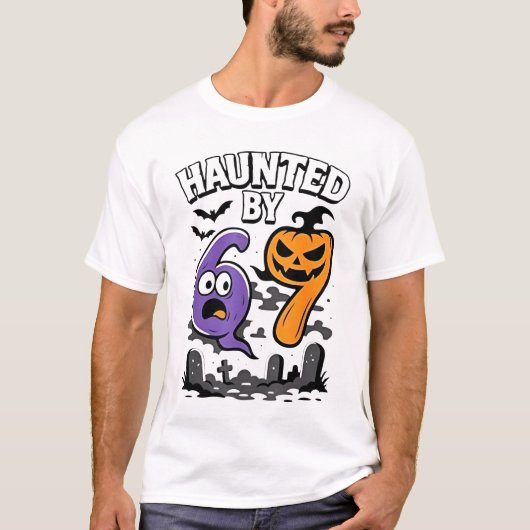 67 - Scary Ghost en Pumpkin Halloween T-shirt (Voorkant)