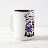 67 - Scary Ghost en Pumpkin Halloween Tweekleurige Koffiemok (Voorkant links)
