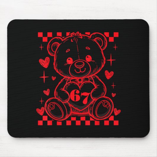 67 Schattige Hart Teddybeer Valentijnsdag Zes Zeve Muismat (Voorkant)