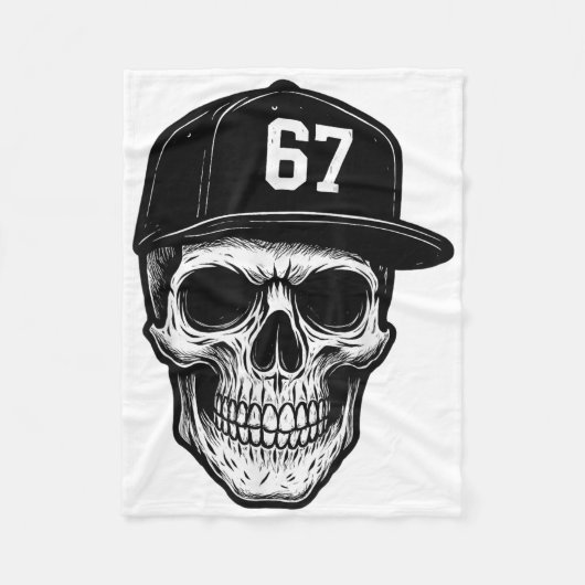 67 Schedel Halloween Brainrot Meme Zes Zeven Kinde Fleece Deken (Voorkant)