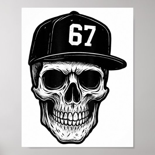 67 Schedel Halloween Brainrot Meme Zes Zeven Kinde Poster (Voorkant)