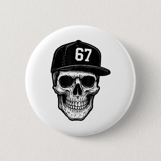 67 Schedel Halloween Brainrot Meme Zes Zeven Kinde Ronde Button 5,7 Cm (Voorkant)