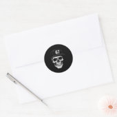 67 Schedel Halloween Brainrot Meme Zes Zeven Kinde Ronde Sticker (Envelop)