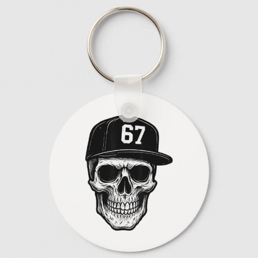 67 Schedel Halloween Brainrot Meme Zes Zeven Kinde Sleutelhanger (Voorkant)