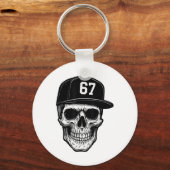 67 Schedel Halloween Brainrot Meme Zes Zeven Kinde Sleutelhanger (Voorkant)