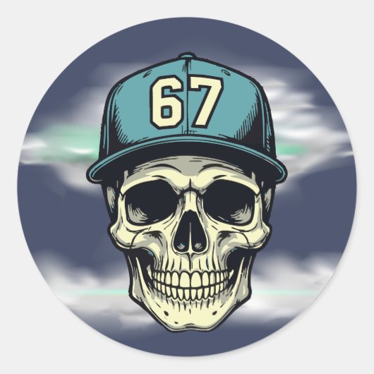 67 Schedel Ronde Sticker (Voorkant)