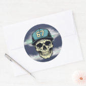 67 Schedel Ronde Sticker (Envelop)