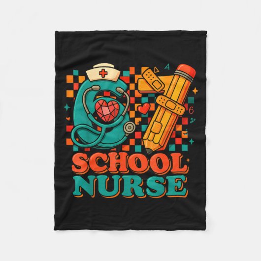 67 School Nurse Days Pencil Heart Funny Medical  Fleece Deken (Voorkant)