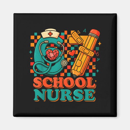 67 School Nurse Days Pencil Heart Funny Medical  Magneet (Voorkant)