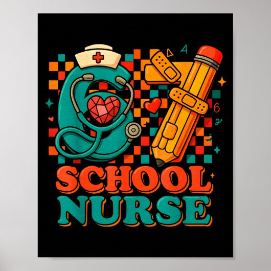 67 School Nurse Days Pencil Heart Funny Medical  Poster (Voorkant)