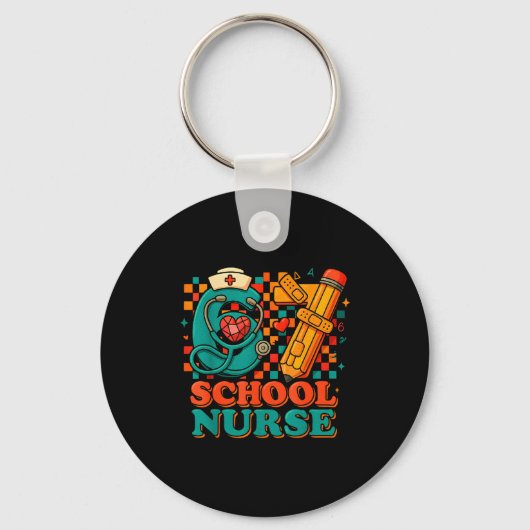 67 School Nurse Days Pencil Heart Funny Medical  Sleutelhanger (Voorkant)