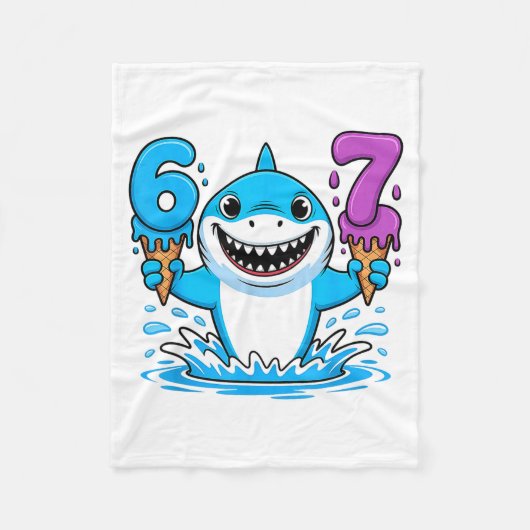 67 Shark Six Seven Ice Cream Drip Funny Gen Alpha Fleece Deken (Voorkant)
