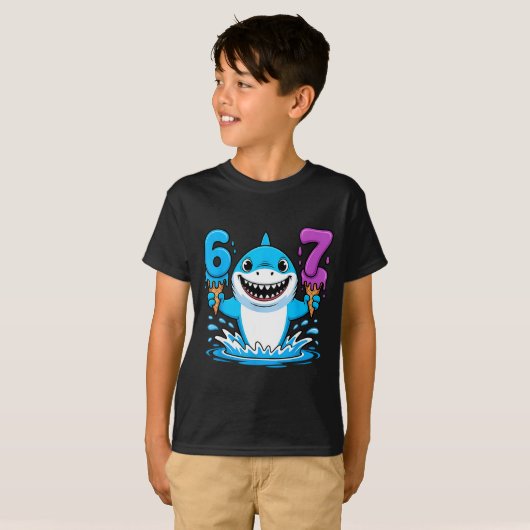67 Shark Six Seven Ice Cream Drip Funny Gen Alpha  T-shirt (Voorkant volledig)