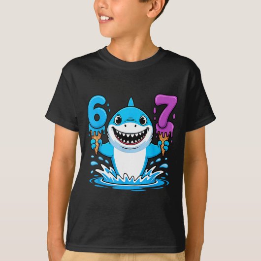 67 Shark Six Seven Ice Cream Drip Funny Gen Alpha  T-shirt (Voorkant)