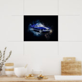 67 Shelby Blue met witte strepen Poster (Keuken)