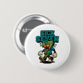 67 Sick Seven Halloween Kostuum Leuke Woordspeling Ronde Button 5,7 Cm (Voorkant /achterkant)