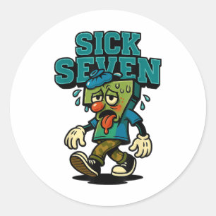67 Sick Seven Halloween-kostuum Leuke Woordspeling Ronde Sticker