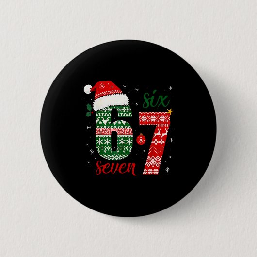 67 Sinterklaas Kerst Grappig Brainrot Voor Jongens Ronde Button 5,7 Cm (Voorkant)