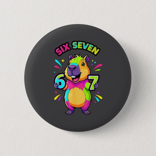 67 Six Capybara Cartoon Seven Team Ronde Button 5,7 Cm (Voorkant)