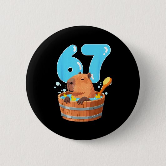 67 Six Seven 6-7 Capybara Grappige Tiener Kinderen Ronde Button 5,7 Cm (Voorkant)