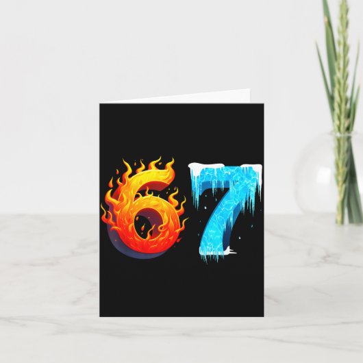 67 Six Seven 6-7 Flaming Ice – Funny Teen Kids Bra Kaart (Voorkant)