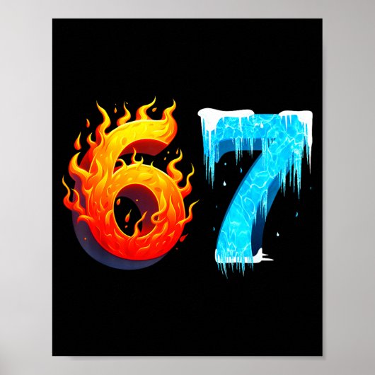 67 Six Seven 6-7 Flaming Ice – Funny Teen Kids Bra Poster (Voorkant)