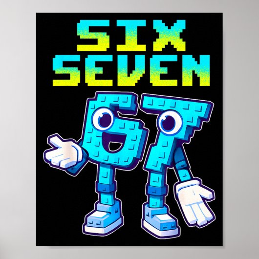 67 Six Seven 6-7 Funny Italian Brainrot Kids Gamin Poster (Voorkant)