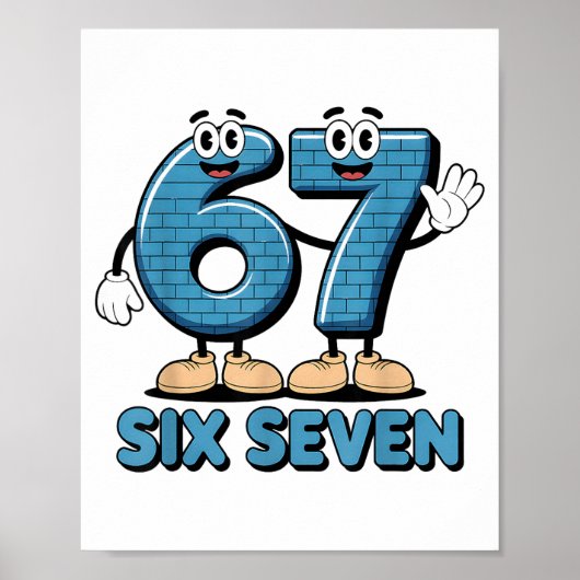 67 Six Seven 6-7 Funny Italian Brainrot Kids Gamin Poster (Voorkant)