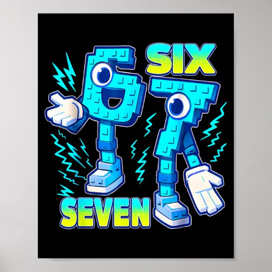 67 Six Seven 6-7 Funny Italian Brainrot Kids Gamin Poster (Voorkant)