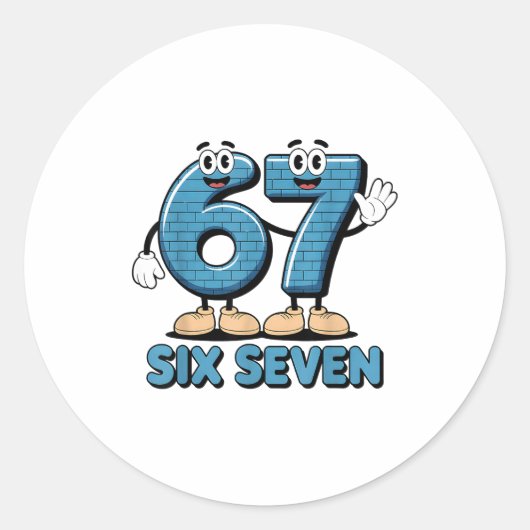 67 Six Seven 6-7 Funny Italian Brainrot Kids Gamin Ronde Sticker (Voorkant)